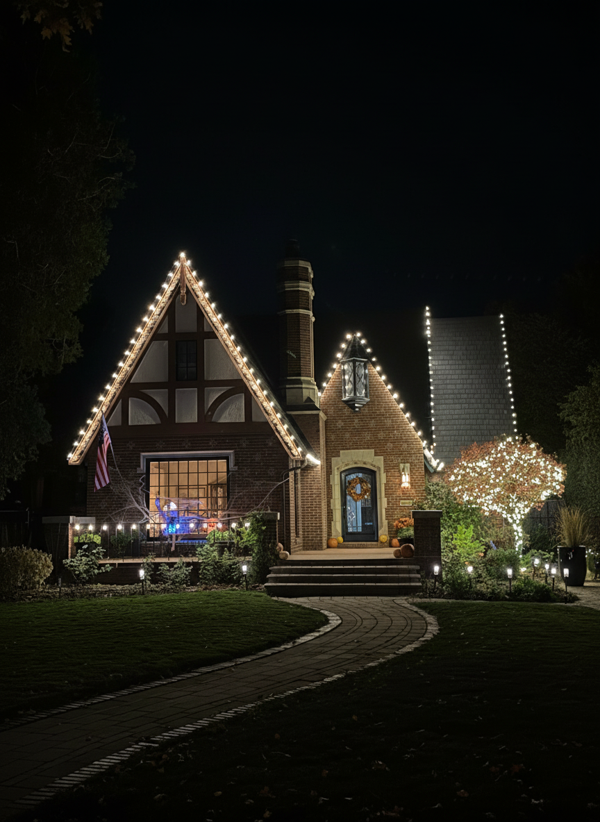 Beautiful Christmas light installation on home in Greeley